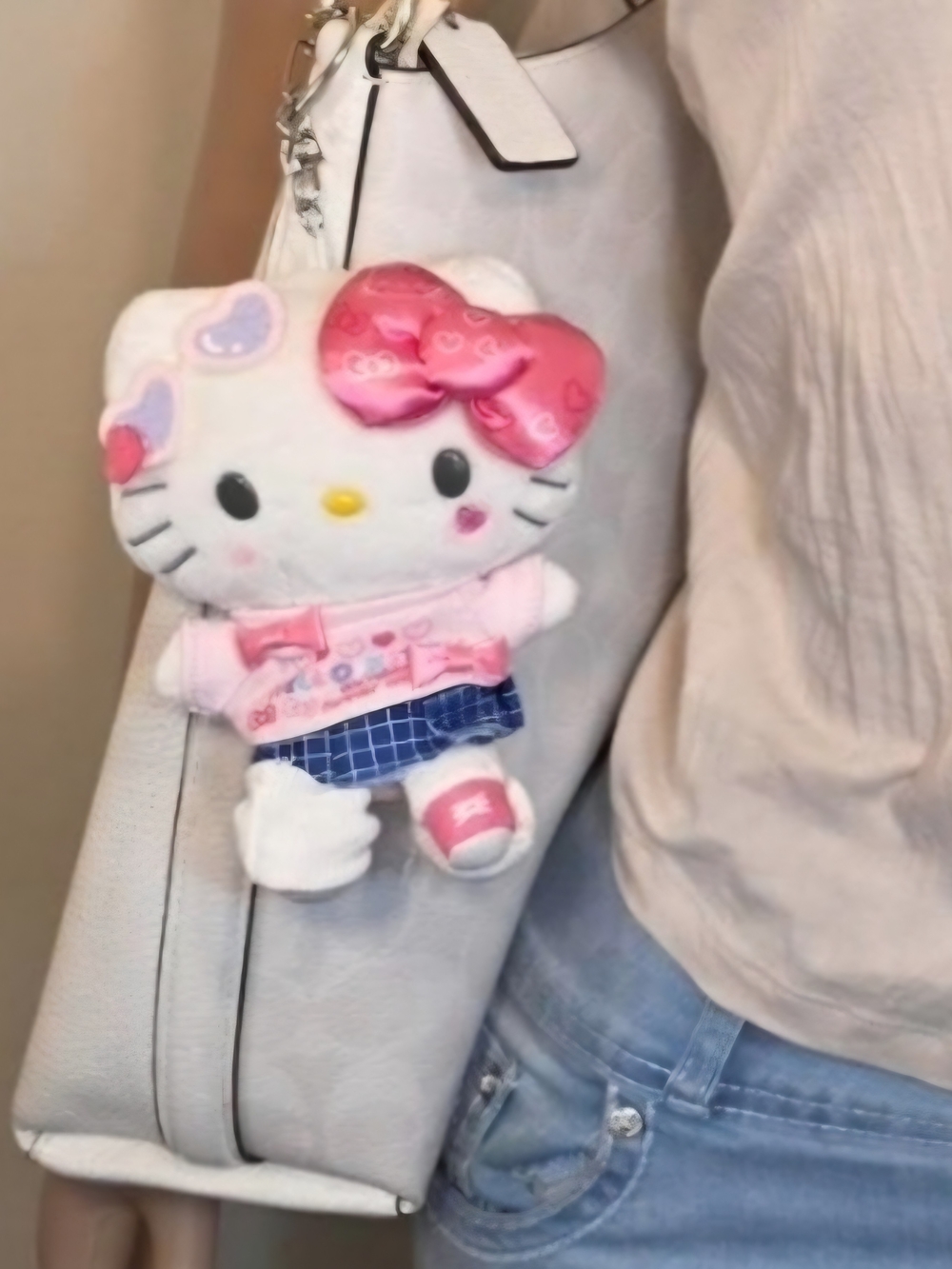 Hello Kitty Pink Plush Bag Charm Keychain